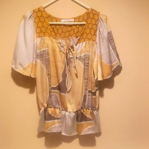 Charlotte Russe Yellow, Gray and Brown Top